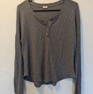 Casual Grey Long Sleeve Henley